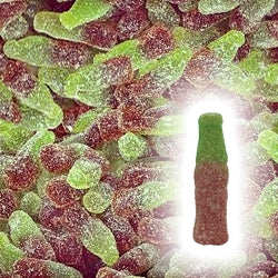 Bouteilles cola verte et marron acidulées